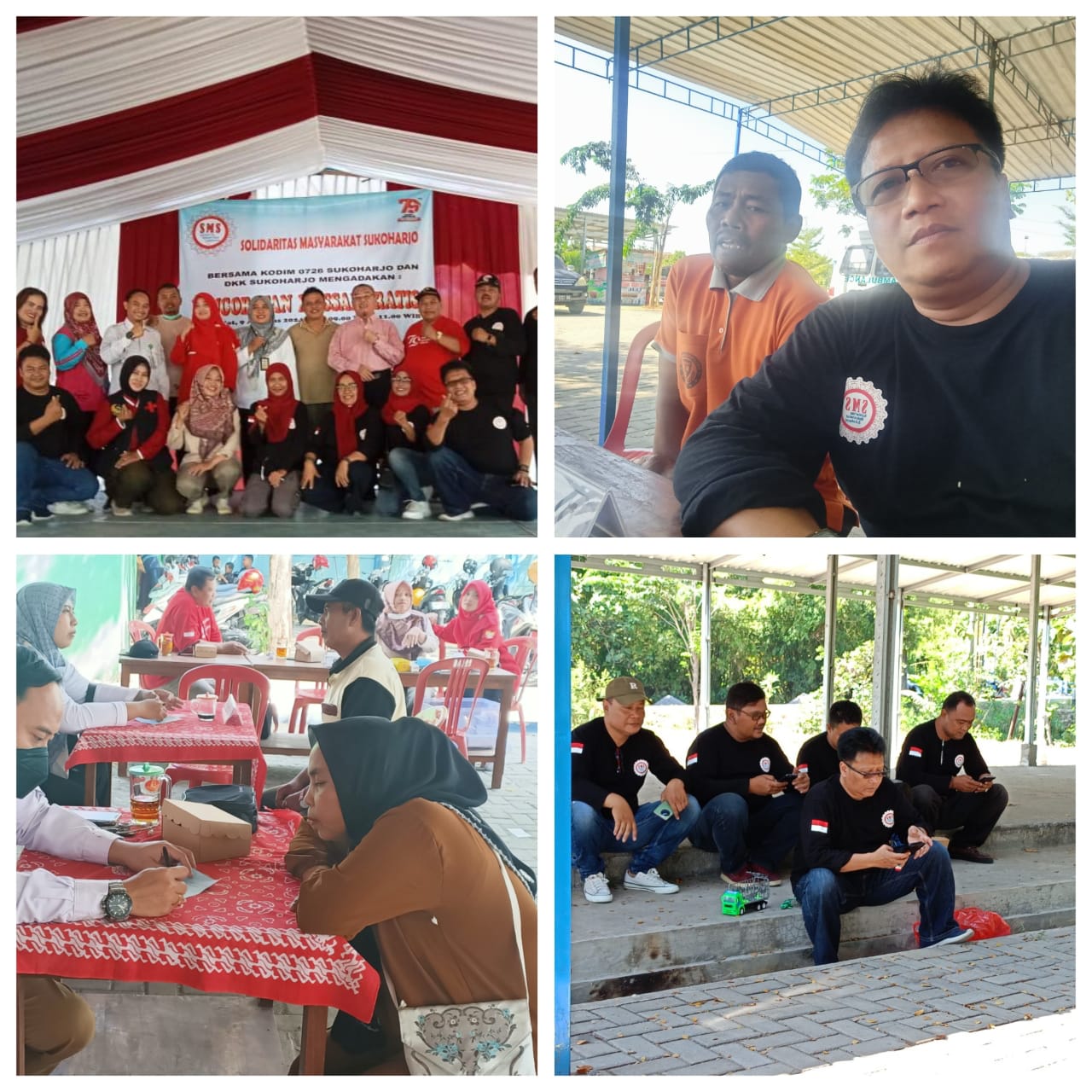 Ketua LSM SMS Kurniawan AN, SE/Iwan Kedhe (berkacamata), saat mengawasi pelaksanaan bhakti sosial layanan kesehatan gratis.