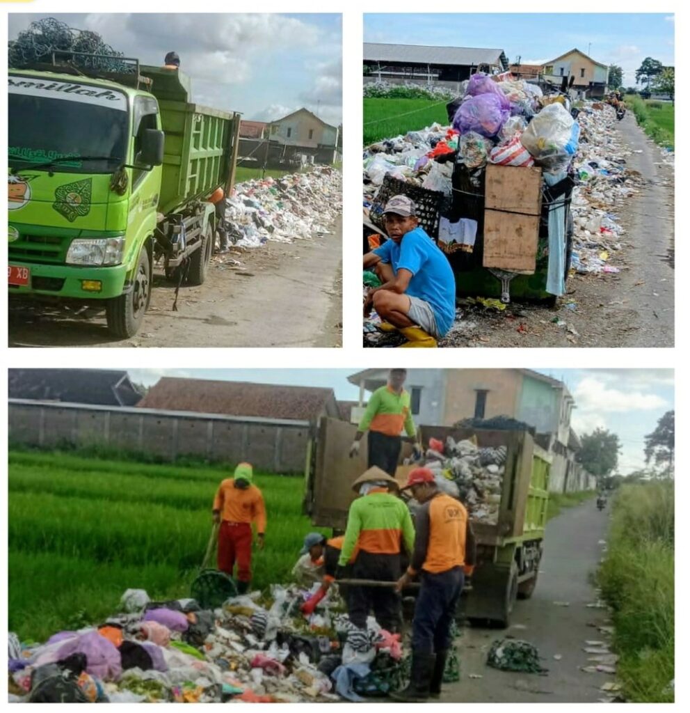 Momen dumtruck Dinas LH saat mengangkut gunung sampah.